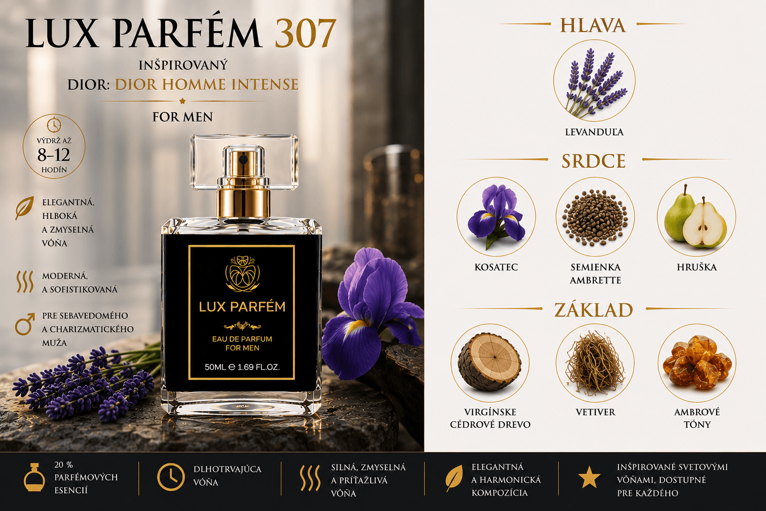 Lux Parfém 307 – Inšpirovaný Dior: Dior Homme Intense